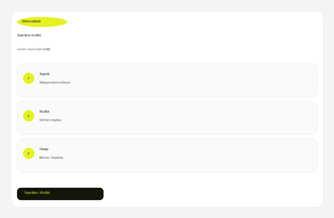 Sipariş ve mutfak