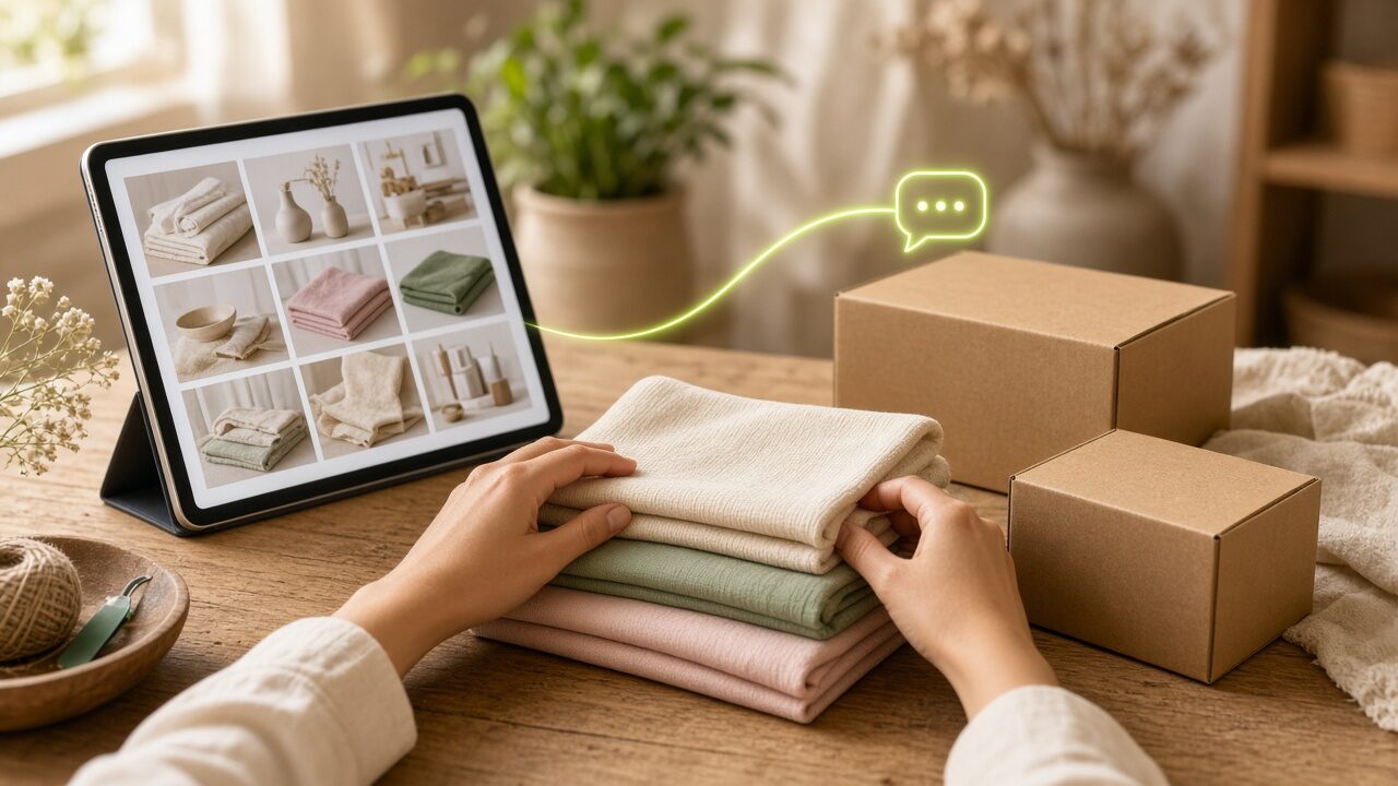 Tabletten mağazasını senkronlayan butik sahibi
